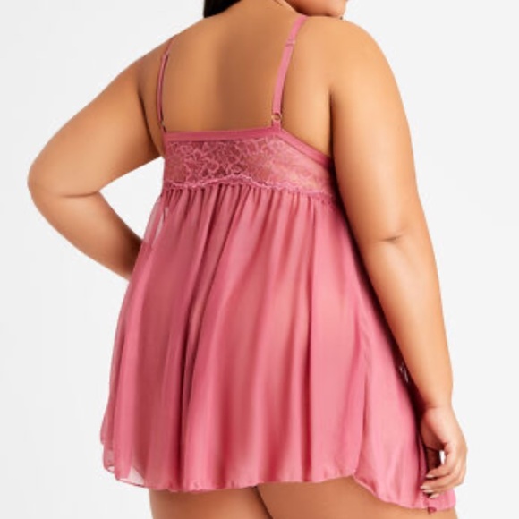 Ashley Stewart Lace Strappy Babydoll Lingerie & Thong NWT - Picture 2 of 2